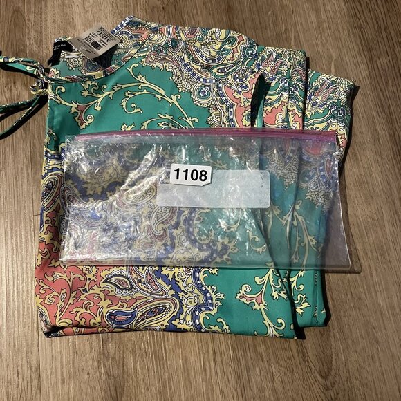 NWT Ann Taylor Turquoise & Pink Sleeveless Paisley Blouse medium - Picture 7 of 8